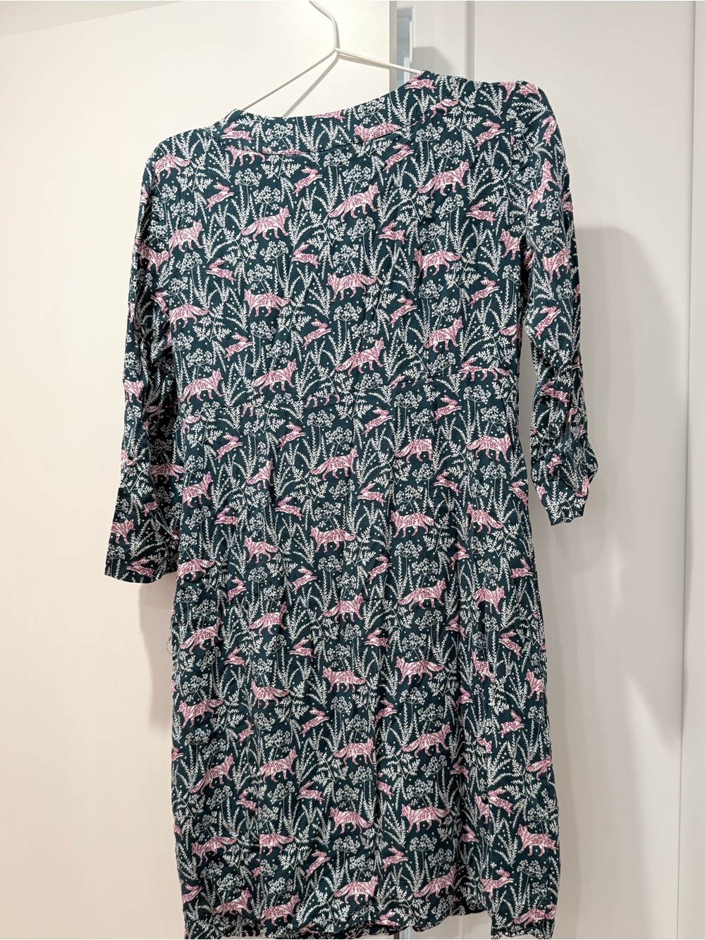 Boden Tunic Dress Green and Purple Forest Fox and Rabbit print size 6 - Picture 3 of 4